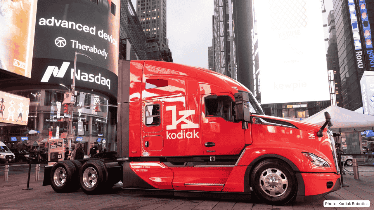 Kodiak Robotics self-driving trucks at Nasdaq launch